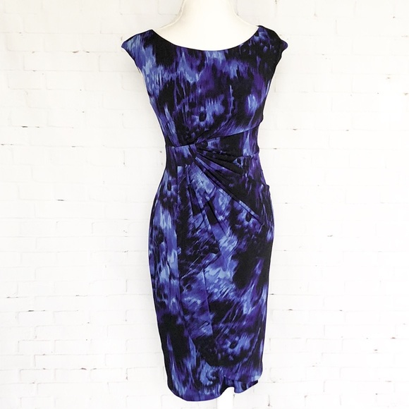 connected apparel Dresses & Skirts - Purple Abstract Fitted Wrap Sheath Dress SZ 8